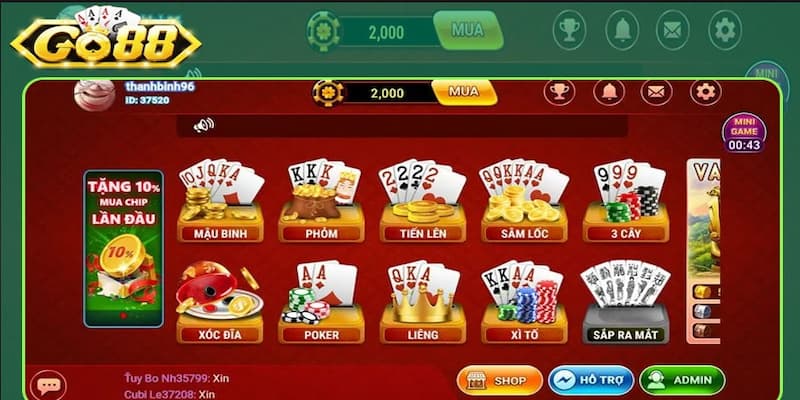 Danh sách game nổi bật trên ứng dụng